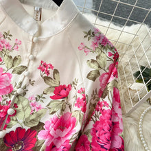Load image into Gallery viewer, Elegant Gorgeous Floral Bohemian Dress Spring Women Stand Long Lantern Sleeve Floral Print Belt Linen Long Vestidos Clothes 6235