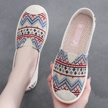 Load image into Gallery viewer, Ethnic Stripe Cloth Shoes Breathable Flat Sole Women's Single Shoes with One Step Lazy Canvas Shoes
