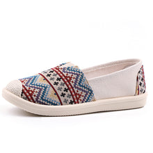 Load image into Gallery viewer, Ethnic Stripe Cloth Shoes Breathable Flat Sole Women's Single Shoes with One Step Lazy Canvas Shoes