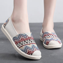 Load image into Gallery viewer, Ethnic Stripe Cloth Shoes Breathable Flat Sole Women's Single Shoes with One Step Lazy Canvas Shoes
