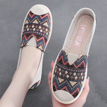 Load image into Gallery viewer, Ethnic Stripe Cloth Shoes Breathable Flat Sole Women's Single Shoes with One Step Lazy Canvas Shoes