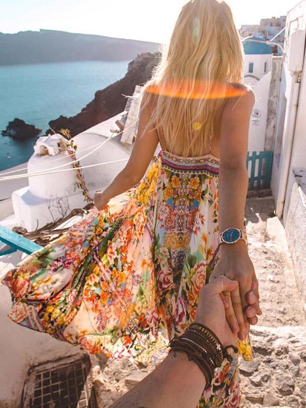 Floral Spaghetti-neck Maxi Dress – dudesky