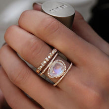 Load image into Gallery viewer, Simple Diamond Beach  Natural Moonstone Hollow Ring