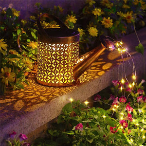 Solar Watering Can Light Hanging Kettle Lantern Light Waterproof Garden Decor Metal Retro Lamp for Outdoor Table Patio Lawn YarD