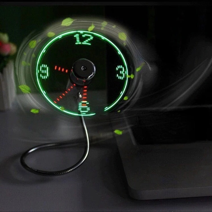 USB Fans Clock Mini Time and Temperature Display Creative Gft with LE –  dudesky