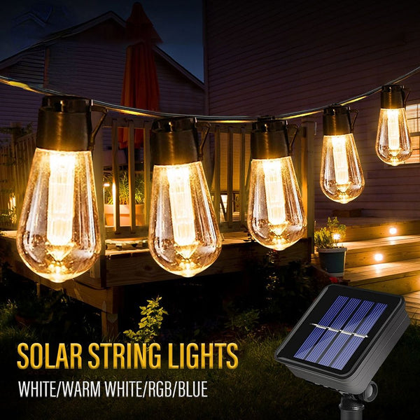 LED Solar String Lights IP65 Waterproof Outdoor Christmas Decoration Bulb Retro Holiday Garland Garden Furniture Fairy Lamp