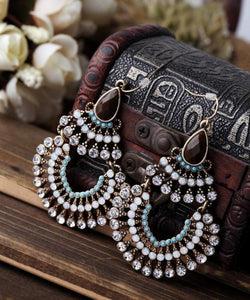 Bohemia Rhinestone & Resins Beads Large Dangling Earrings Jewelry