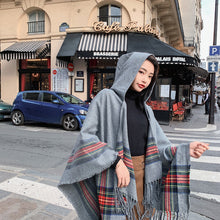 Load image into Gallery viewer, Ethnic Style Cape Shawl Women&#39;s Cape with Hat Thickened Warm Tibetan Scarf Cape Jacket