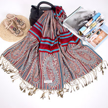 Load image into Gallery viewer, Ethnic Style Long Scarf Nepal Jacquard Fringed Cotton Ladies Shawl Scarf