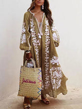 Load image into Gallery viewer, Autumn New V-neck Long-sleeved Printed Long Loose Dress