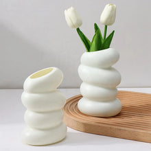 Load image into Gallery viewer, 1PC Plastic Spiral White Vase Nordic Creative Flower Arrangement Container For Kitchen Living Bedroom Home Decoration Ornament