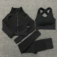 Load image into Gallery viewer, 2/3PCS Seamless Women Yoga Set Workout Sportswear Gym Clothing Fitness Long Sleeve Crop Top High Waist Leggings Sports Suits