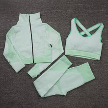 Load image into Gallery viewer, 2/3PCS Seamless Women Yoga Set Workout Sportswear Gym Clothing Fitness Long Sleeve Crop Top High Waist Leggings Sports Suits