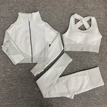 Load image into Gallery viewer, 2/3PCS Seamless Women Yoga Set Workout Sportswear Gym Clothing Fitness Long Sleeve Crop Top High Waist Leggings Sports Suits