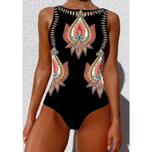 Load image into Gallery viewer, New Printed One-piece Swimsuit Classic Printed Lace Up Swimsuit Women&#39;s Push Up Flower One-piece Suit Beach Wear For Female