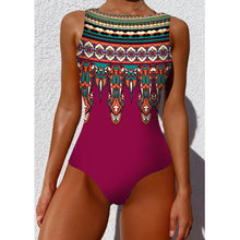Load image into Gallery viewer, New Printed One-piece Swimsuit Classic Printed Lace Up Swimsuit Women&#39;s Push Up Flower One-piece Suit Beach Wear For Female