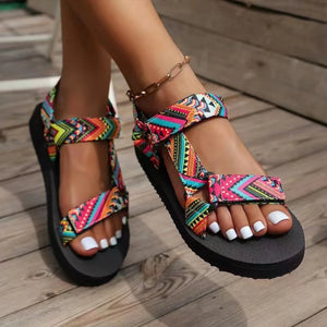 2023 Summer Flat Women's Shoes Hemp Rope Set Foot Beach Sandals Outdoor All-match Casual Slippers Large Size Women Sandals