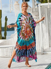 Load image into Gallery viewer, 2024 Boho Printed Kaftan Summer Clothing Women Plus Size V-Neck Batwing Sleeve Beachwear Cover-ups Maxi Dress Robe Sarong Q1476