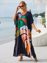 Load image into Gallery viewer, 2024 Boho Printed Kaftan Summer Clothing Women Plus Size V-Neck Batwing Sleeve Beachwear Cover-ups Maxi Dress Robe Sarong Q1476