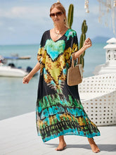 Load image into Gallery viewer, 2024 Boho Printed Kaftan Summer Clothing Women Plus Size V-Neck Batwing Sleeve Beachwear Cover-ups Maxi Dress Robe Sarong Q1476