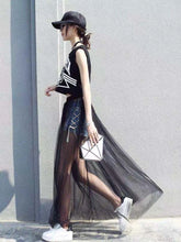 Load image into Gallery viewer, 2024 Summer Long Lace Skirt Women Black White Mesh Voile Casual Skirts Low Waist Bohemian Sexy Transparent Maxi Wear