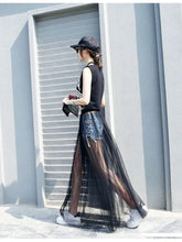 Load image into Gallery viewer, 2024 Summer Long Lace Skirt Women Black White Mesh Voile Casual Skirts Low Waist Bohemian Sexy Transparent Maxi Wear