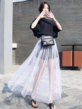 Load image into Gallery viewer, 2024 Summer Long Lace Skirt Women Black White Mesh Voile Casual Skirts Low Waist Bohemian Sexy Transparent Maxi Wear
