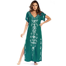 Load image into Gallery viewer, Artificial Cotton Embroidered Beach Cover Up, Long Robe Style Embroidered Dress, Beach Bikini Sun Protection Cover Up