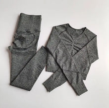 Load image into Gallery viewer, 2pcs Women Seamless Yoga Set Sport Suit Gymwear Workout Clothes Long Sleeve Gym Crop Top High Waist Leggings Fitness Sports Wear
