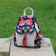 Load image into Gallery viewer, Ethnic Style New Fashion Linen Embroidery Bag Canvas Backpack Fashion Versatile Schoolbag Women&#39;s Small Backpack