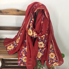 Load image into Gallery viewer, Embroidery Ethnic Style Literary and Artistic Embroidery Cotton and Linen Scarf Shawl Dual-purpose Women&#39;s Spring, Autumn and Winter Silk Scarf