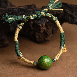 Big Lacquer Bead Bracelet Hand Rubbed Cotton Thread Tibetan Style Handwoven Hand Rope Buddha Bead Hand String Couple Bracelet