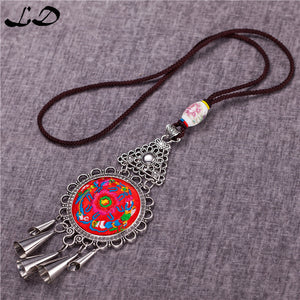 Ethnic Style Old Embroidery Necklace Sweater Chain