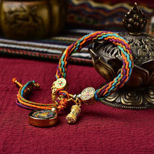 Load image into Gallery viewer, Tibetan Handmade Reincarnation Bracelet Zakiram Green Tara Huangcai Manjushri Thangka Bracelet