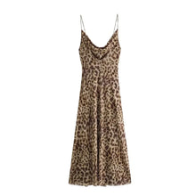 Load image into Gallery viewer, Leopard Print Long Dress Women Tulle Backless Slip Dress Woman Summer Sexy Holiday Dresses 2024 Vintage Midi Party Dresses