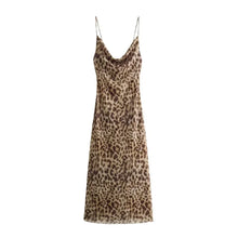 Load image into Gallery viewer, Leopard Print Long Dress Women Tulle Backless Slip Dress Woman Summer Sexy Holiday Dresses 2024 Vintage Midi Party Dresses