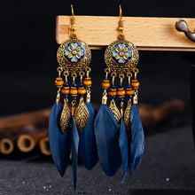 Load image into Gallery viewer, Bohemian Vintage Jewelry For Women 2024 Trendy Carved Leaf Feather Tassel Long Earrings