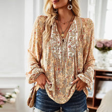 Load image into Gallery viewer, Boho Inspired Boho blouse floral print V-neck long sleeve blouse women chic women blouse Hippie bohemian style autumn women tops