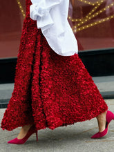 Load image into Gallery viewer, Bornladies Winter Red Fashion Long Petal Skirt Women's Design Inspired Evening Gown Elegant Lady Unique High Waisted Skirt