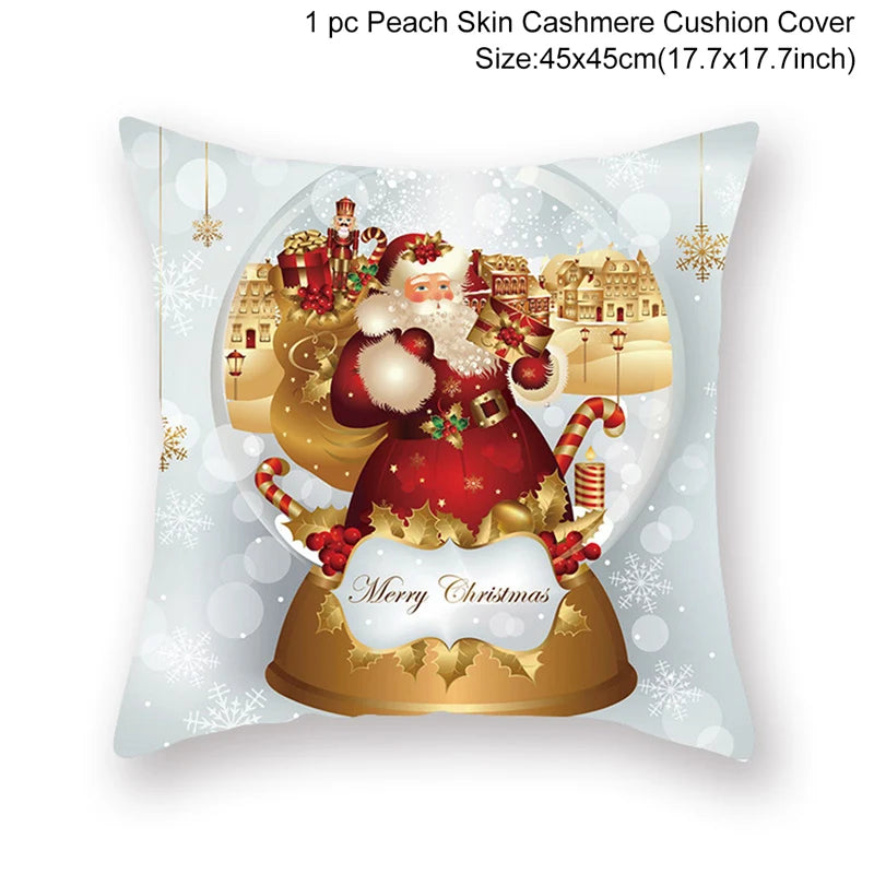 Christmas Cushion Cover Merry Christmas Decorations for Home Christmas Ornament Navidad Noel Xmas Gifts Happy New Year