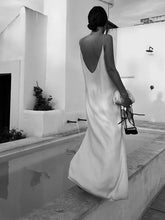 Load image into Gallery viewer, Elegant White V-neck Slit Maxi Dress For Women Fashion Backless Sleeveless Sling Dresses 2024 Summer Female Beach Vacation Robes