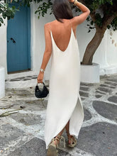 Load image into Gallery viewer, Elegant White V-neck Slit Maxi Dress For Women Fashion Backless Sleeveless Sling Dresses 2024 Summer Female Beach Vacation Robes