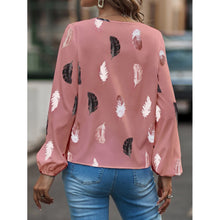 Load image into Gallery viewer, Fashion Woman Blouse Shirts For Women Stylish Top long Sleeve Feather Pattern Female Tops Elegant Chiffon Mujer Woman Clothes