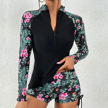 Load image into Gallery viewer, Female Swimsuit With Long Sleeves Swimwear Sports Surfing Tankini Set Beachwear Two-Piece Bathing Suits Pool Women Swimming Suit