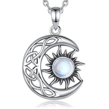 Load image into Gallery viewer, Huitan Aesthetic Sun and Moon Design Women&#39;s Pendant Necklace with Imitation Opal Stone Boho Style Beach Vocation Jewelry Gift