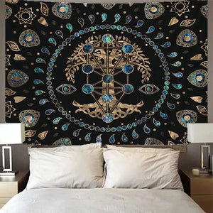 Mysterious Tree of Life Mushroom Forest Tapestry Wall Hanging Fairy Tale Bohemian Psychedelic Home Dormitory Dream Decor