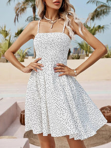 New Floral Suspender Split Slim Sleeveless Patry Beach Style Spaghetti Strap Dress Women Clothes Mini Dress 2023 Summer