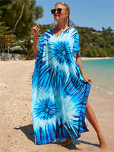 Load image into Gallery viewer, Hot Cotton Watermark Printed Beach Cover Up Robe Style Beach Vacation Sun Protection Bikini Cover Up