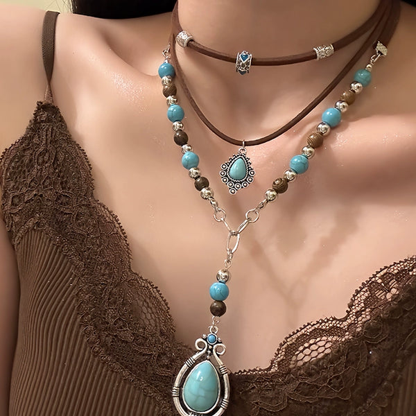 Bohemian Ethnic Style Necklace Design Sense Multi-layer Stacked Collarbone Chain
