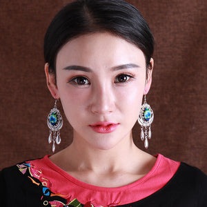 National Style Embroidered Tassel Earrings Retro Fashion Chime Earrings Ethnic Style Versatile Earrings